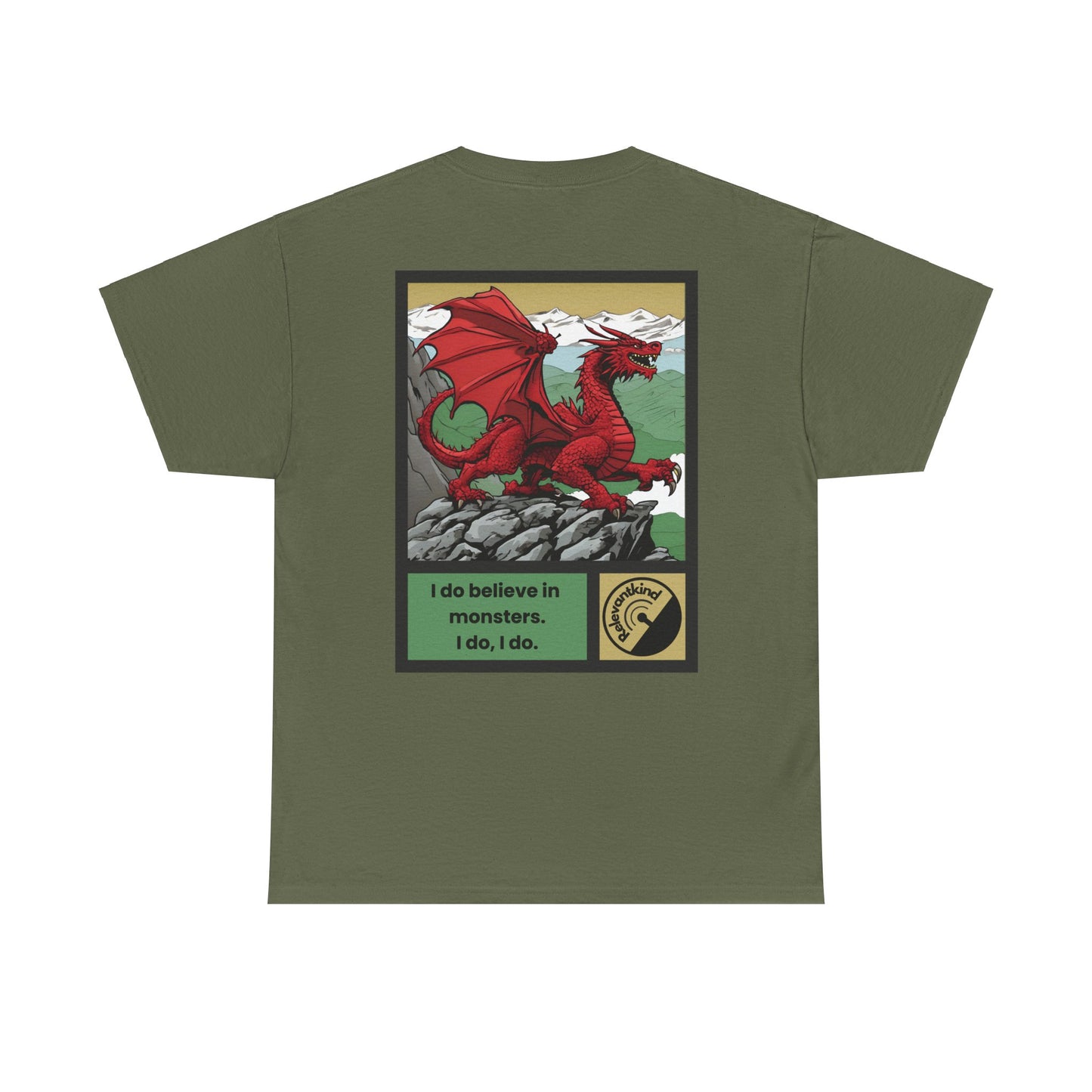 Welsh Dragon! Back Print - Unisex Adults Heavy Cotton Tee